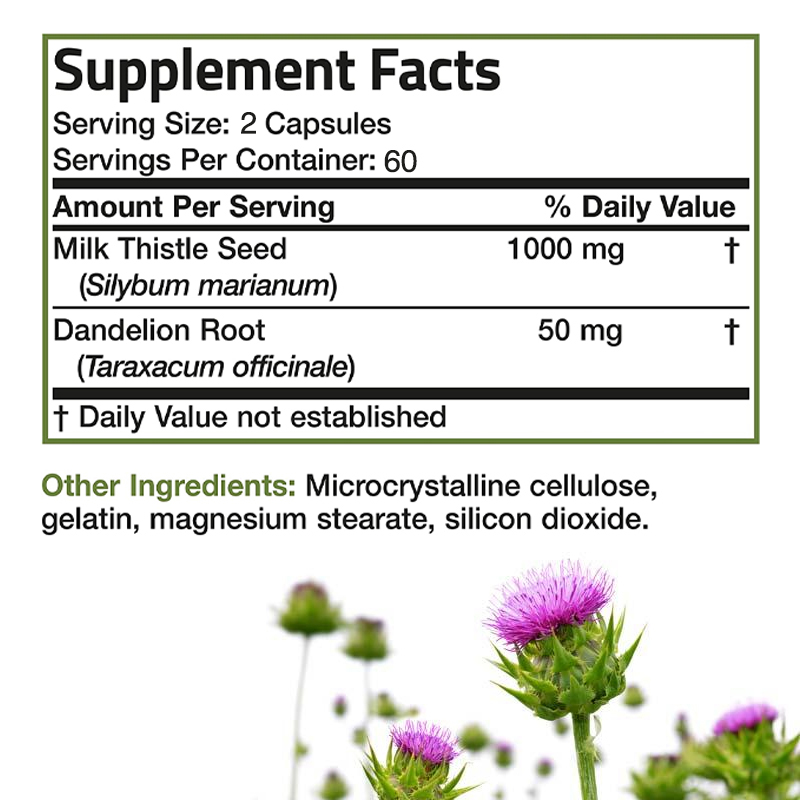 Milk Thistle Silymarin - Премиальная добавка с расторопшей 1000 мг,